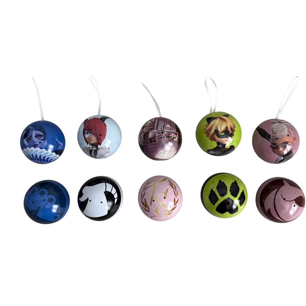Miraculous Ladybug Cat Noir Metal Tin Ornaments Set of 5 Wyncor Collectibles